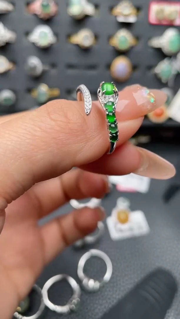【闪购商品】翡翠戒指银S925镶嵌1111111111  45