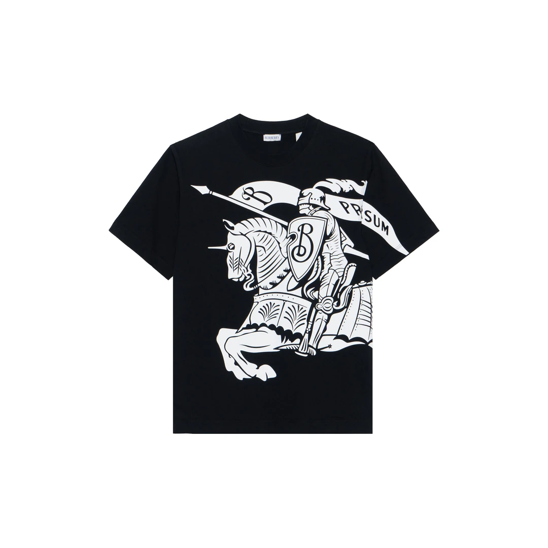 Burberry博柏利 图案印花宽松套头圆领短袖T恤 黑色80950581