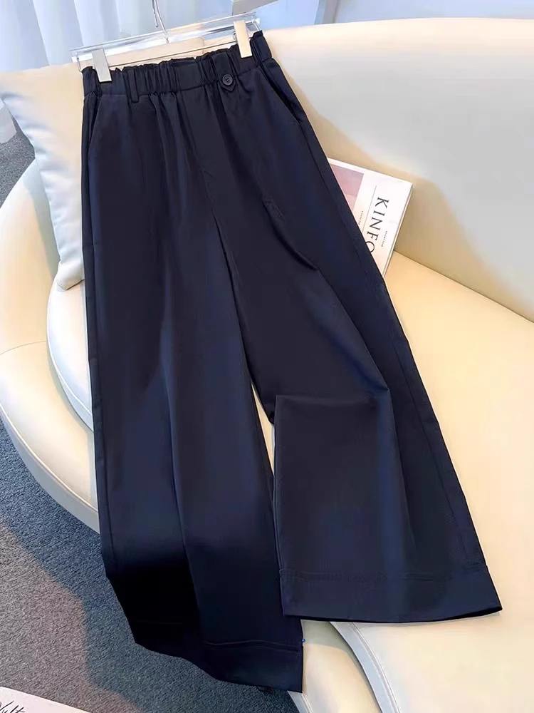 2207秋款窄版阔腿裤女新款中高腰时尚花苞腰休闲直筒裤