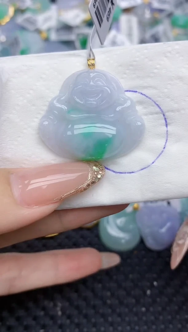 颈饰18K金镶嵌翡翠37   天然翡翠A货  百元以上9米证书费自理