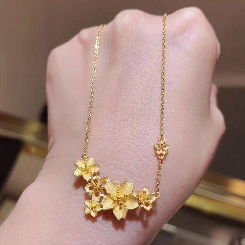 赛菲尔万足 足金999.9三生花套链