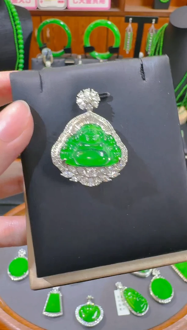 翡翠银S925镶嵌吊坠(赠链)天然a货翡翠