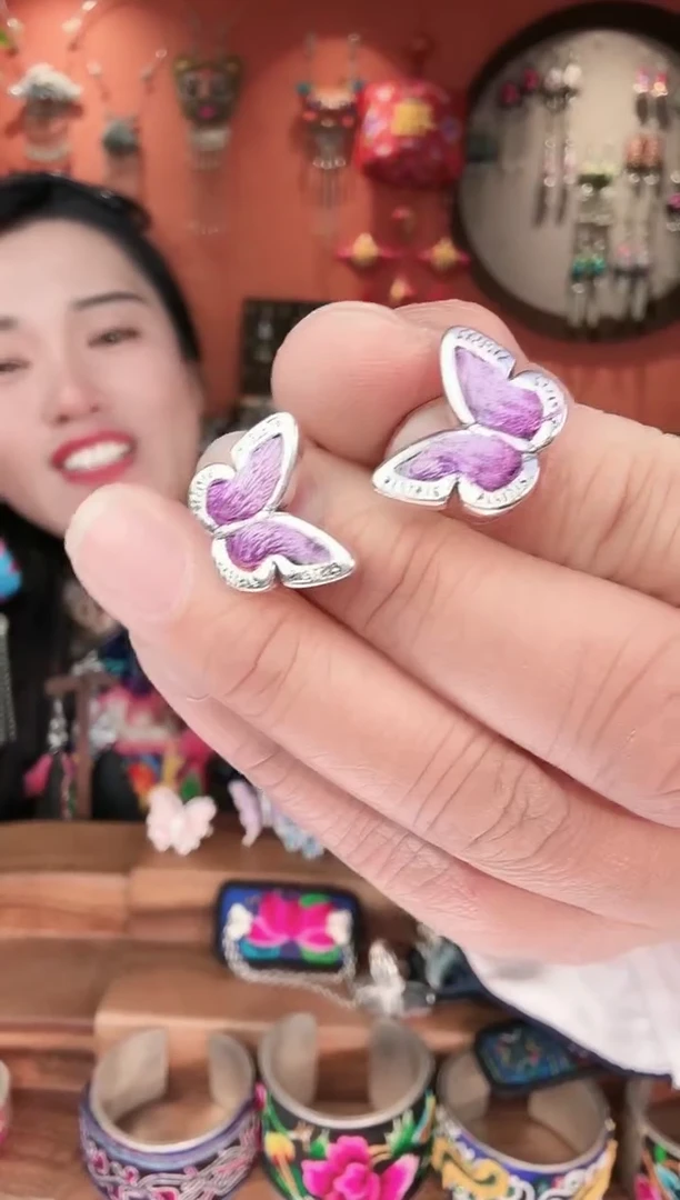 织绣手工苗绣刺绣耳环46