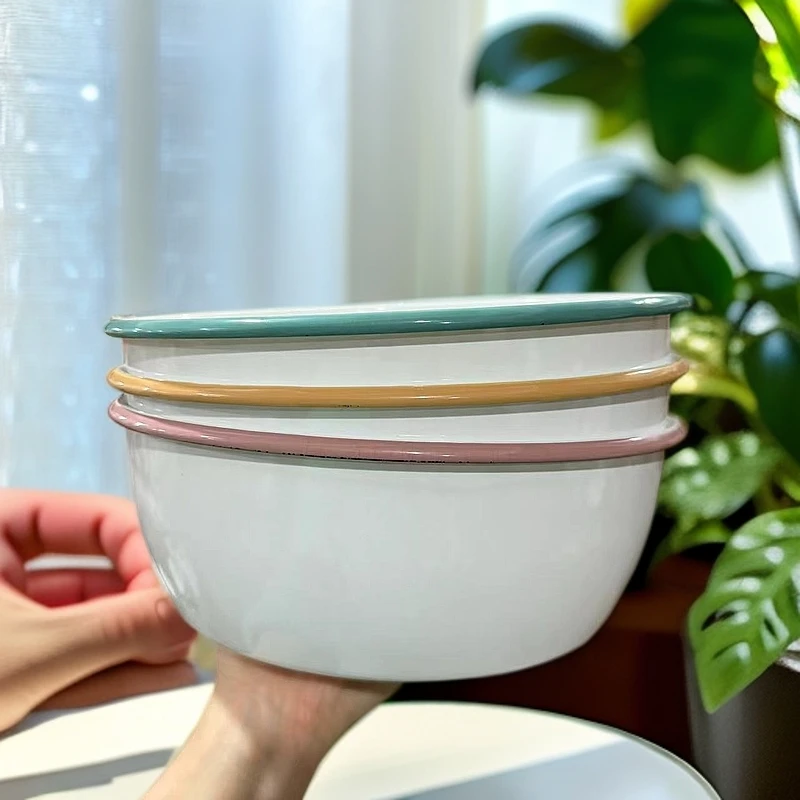 颜值好物 库存不多 25*9cm 撞色边珐琅 汤盆 沙拉碗 料理碗