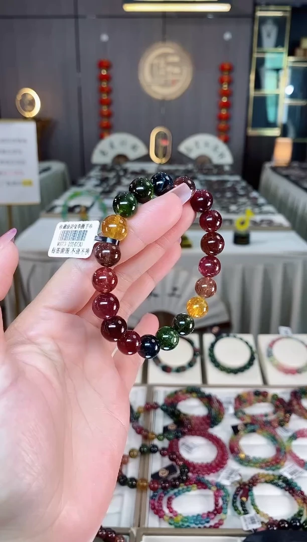 未镶嵌老矿碧玺色标彩虹单圈手串10mm+碧玺多样性发一条hon
