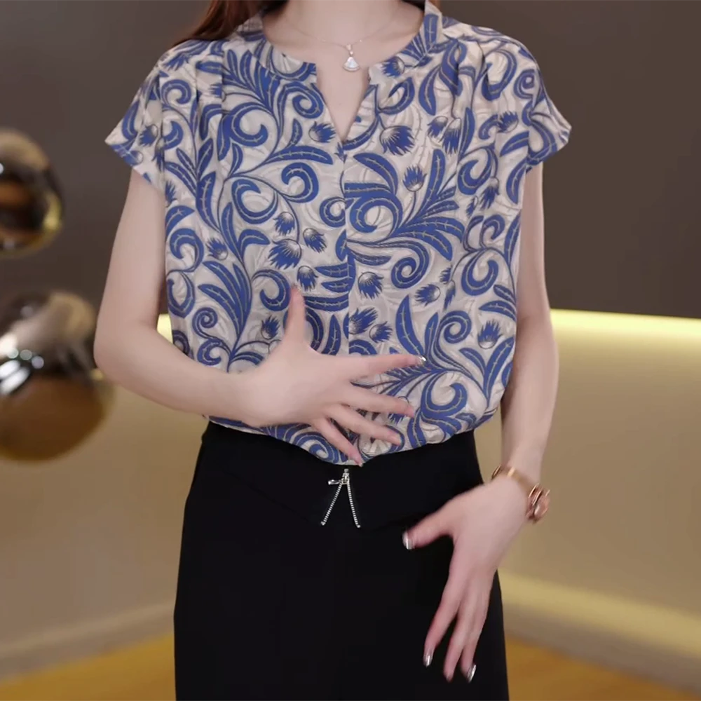 洋气碎花短袖女款爆款2025夏季新款T恤上衣显瘦夏天衣服