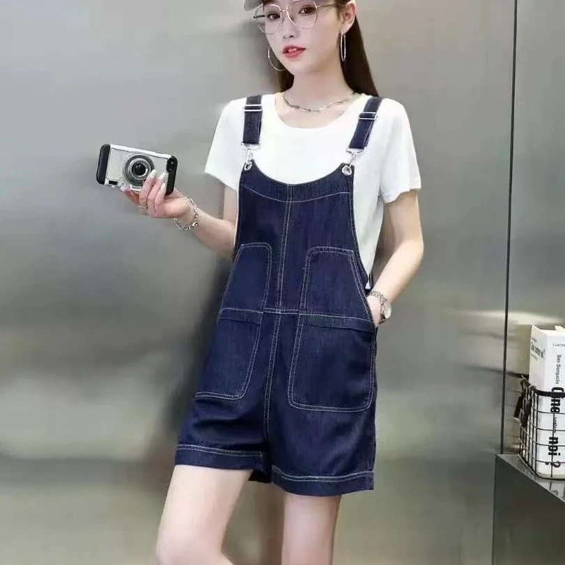 牛仔背带裤套装女夏季新款洋气减龄背带二件套#9682