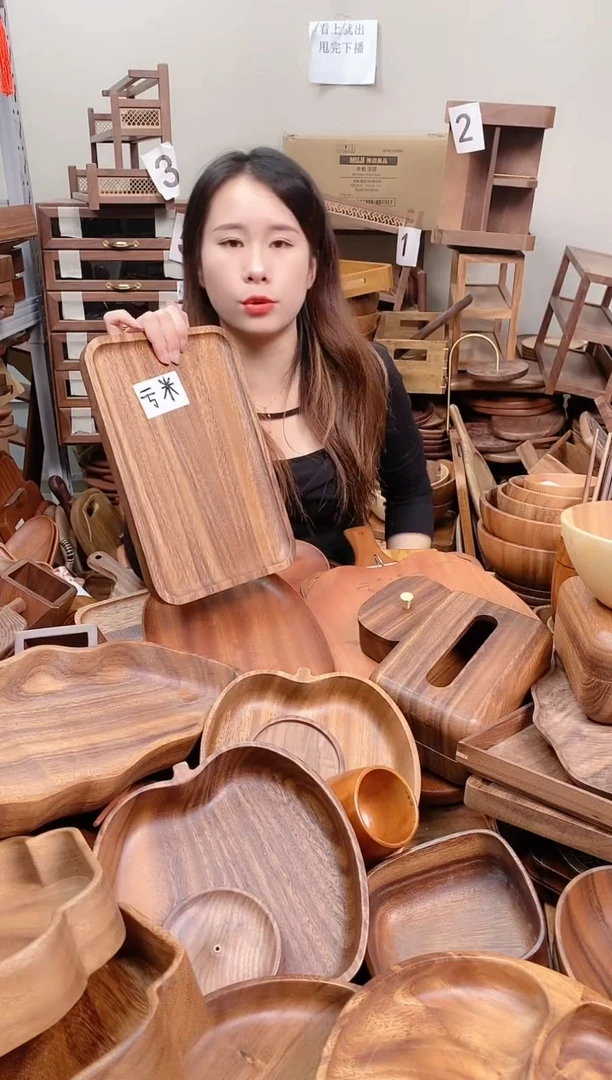 木  南美胡桃木带手抓槽托盘30*20*2cm