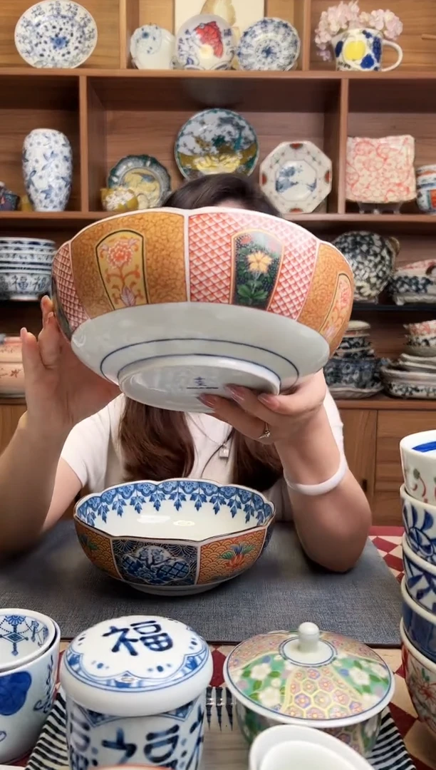 瓷片黄丹牡丹20.5cm花边钵