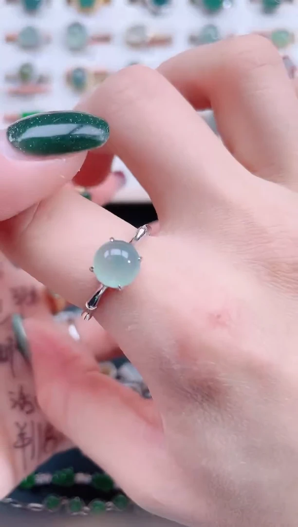 银S925镶嵌戒指翡翠天然翡翠