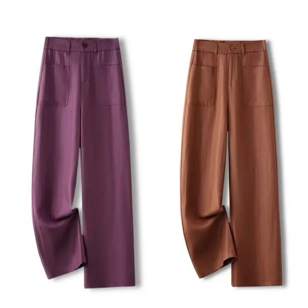 K7229 春夏亚麻季新款时尚洋气显瘦休闲垂感宽松百搭薄款直筒裤子