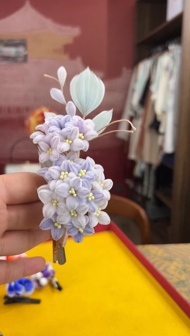 刺绣非遗绒花（发饰）