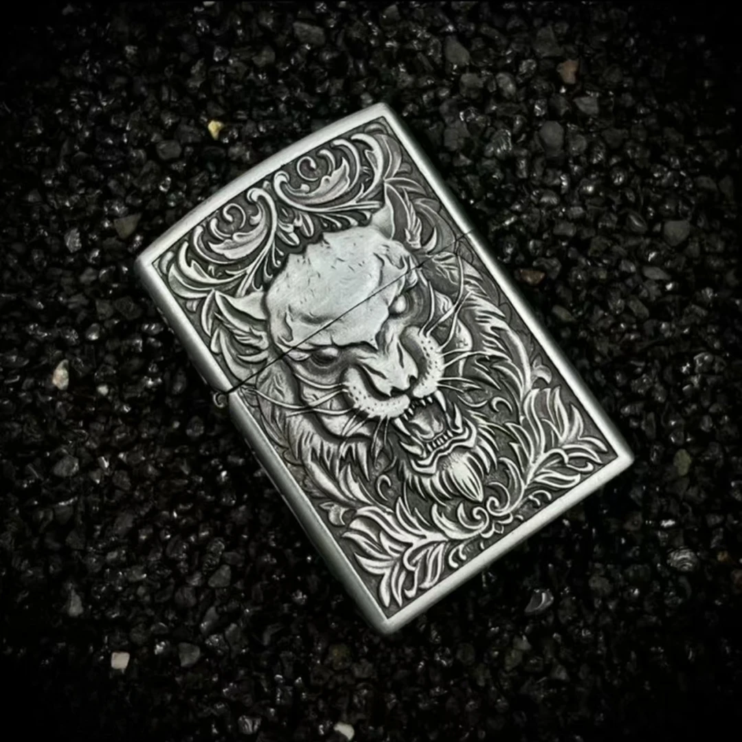 【佐罗浮雕唐草虎】ZK22-2佐罗一体煤油打火机裸机无油