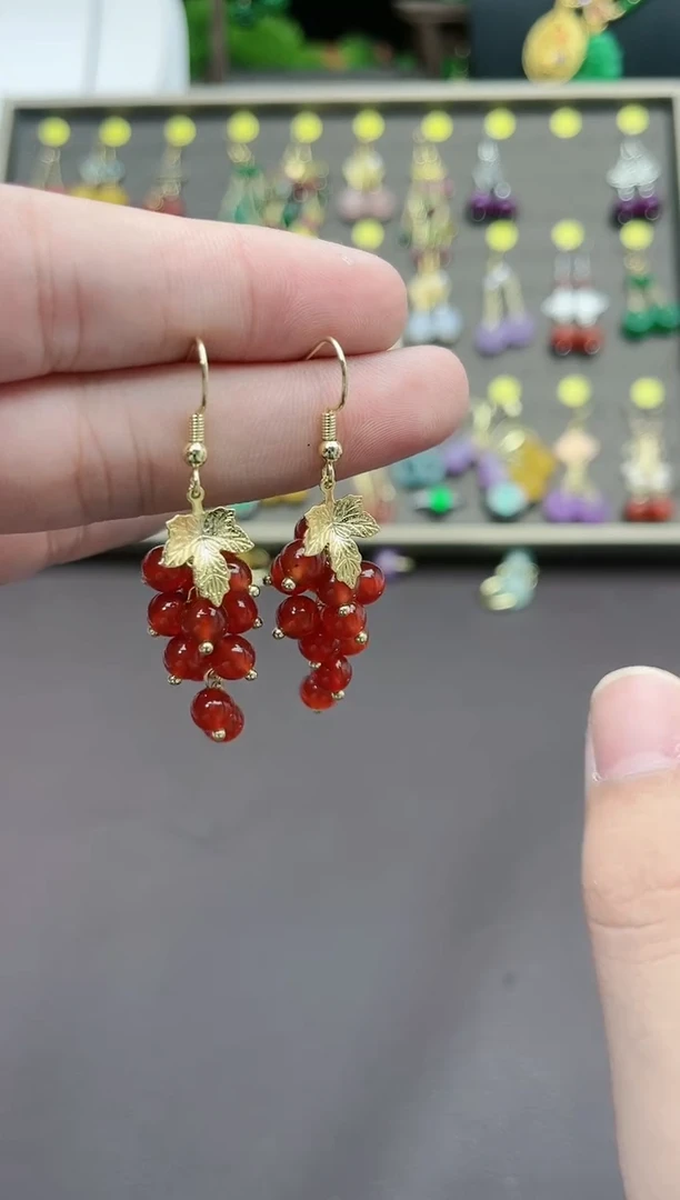 【闪购商品】南红玛瑙耳饰银S925镶嵌207000