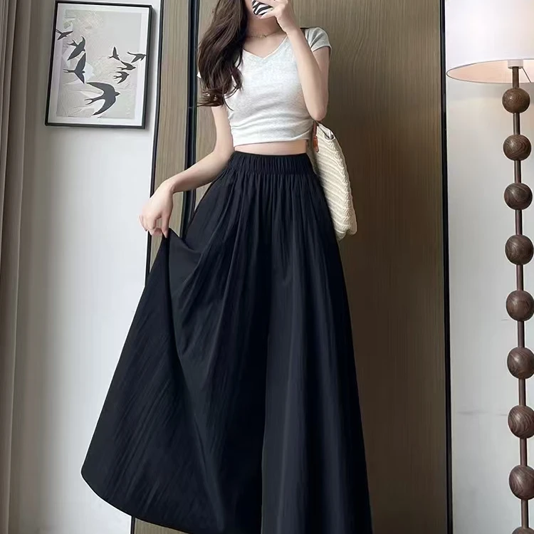 1181韩系宽松山本裙裤女夏季2025新款高腰显瘦冰丝阔腿裤