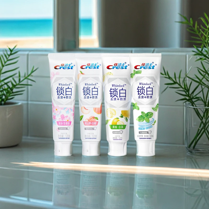 佳洁士牙膏双效锁白120g×4盒美白去黄持久留香清新口气去烟渍含氟