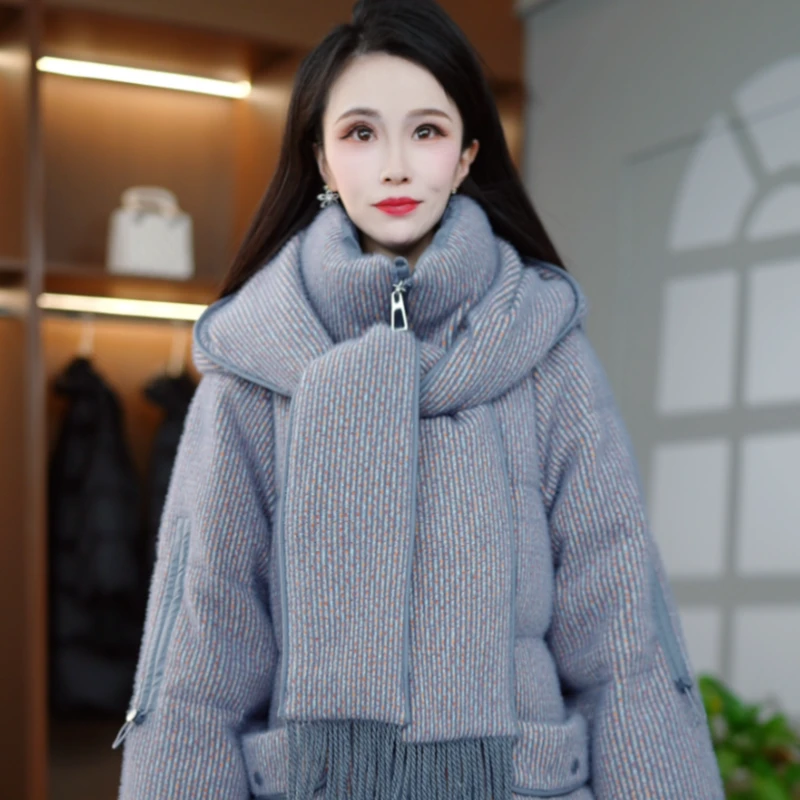 2025冬季时尚洋气宽松精致减龄慵懒加厚保暖羽绒服外套M-XL