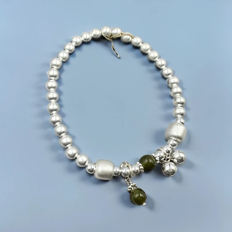 925银手链 s925银铃铛吊坠哑光个性手串