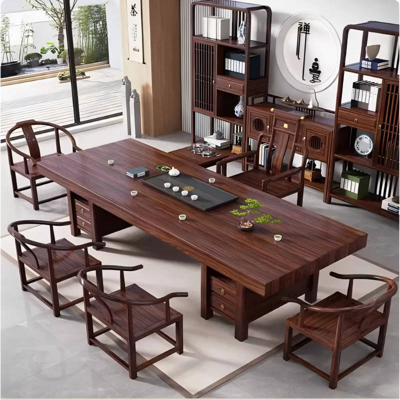 双十一实木大板茶桌椅触摸河流桌原木大板桌茶台茶桌茶台一整套