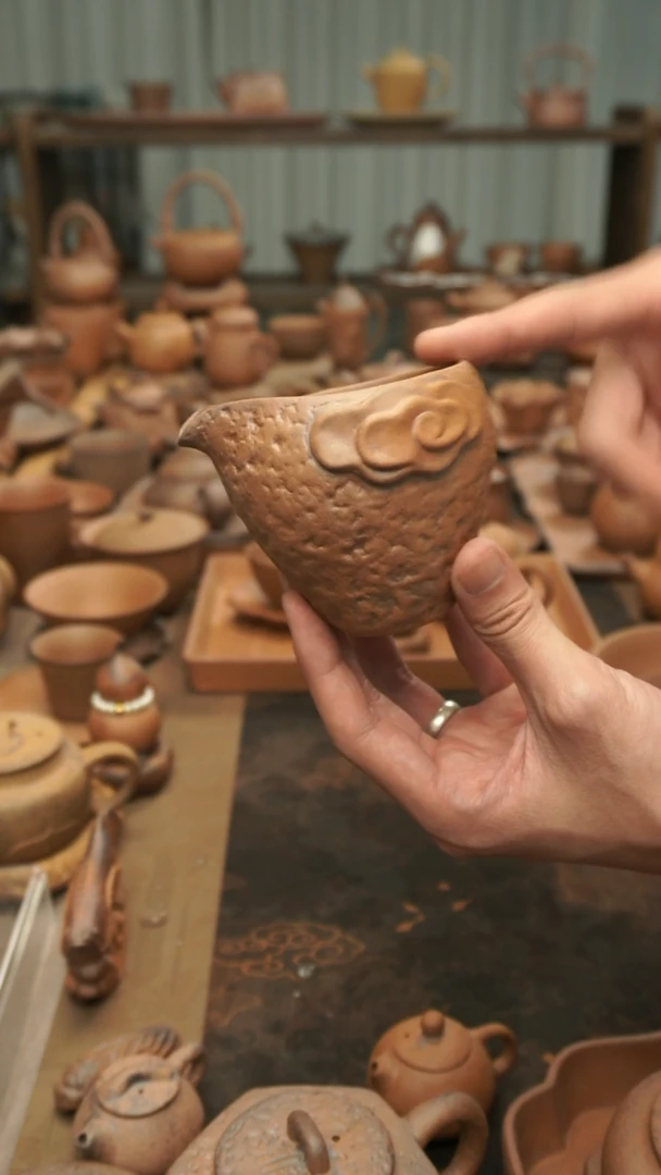 老岩泥原矿料  手捏祥云公道杯