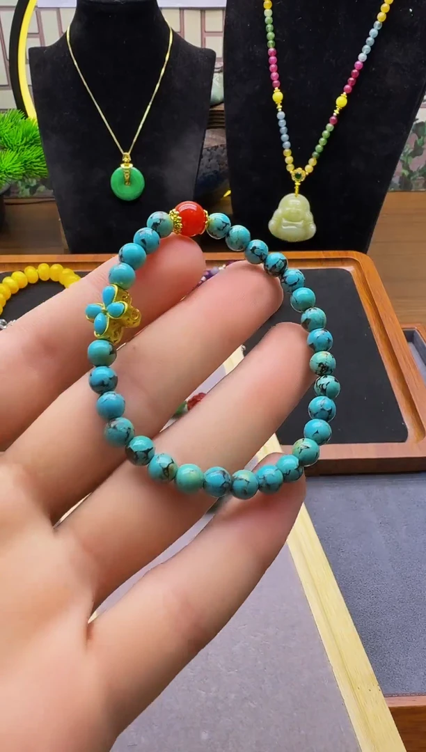 玛瑙/玉髓手链14K金镶嵌S186