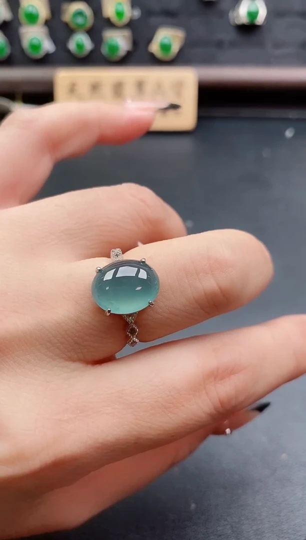 银S925镶嵌戒指翡翠1