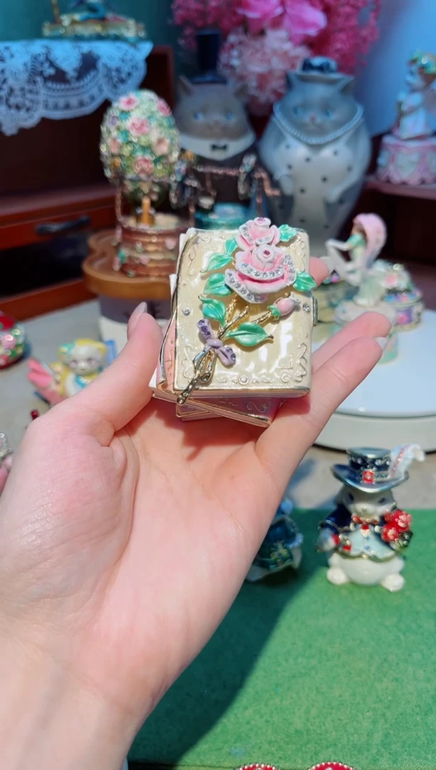 瓷片利款珐琅彩首饰盒摆件送人自留