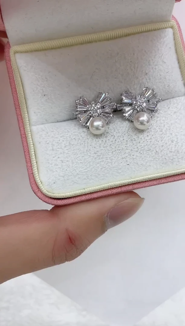 【闪购商品】海水珍珠耳饰银S925镶嵌海水珍珠耳饰