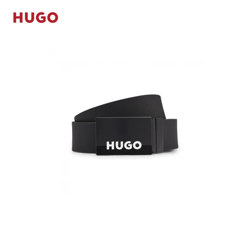 HUGO雨果男士 夏季新款经典针扣加牌扣双面皮革腰带50516543