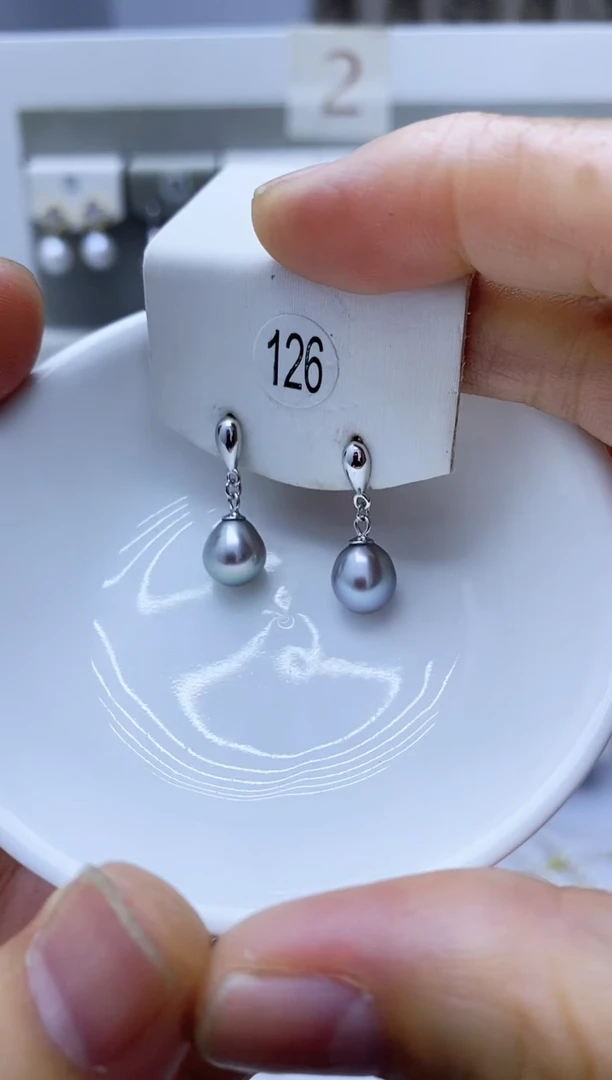 银S925镶嵌淡水珍珠耳饰126