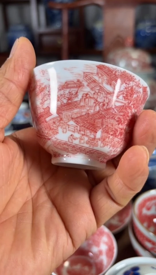 柴窑釉里红姑苏繁华图杯杯