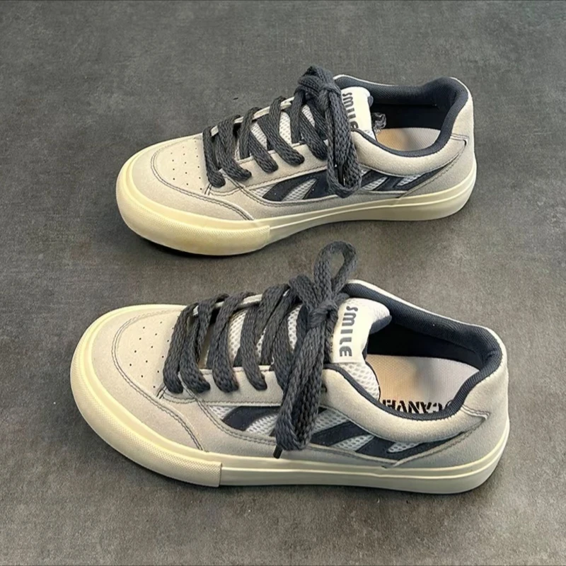 鞋子男潮流百搭秋季透气2025新款面包鞋低帮厚底小众休闲滑板鞋男