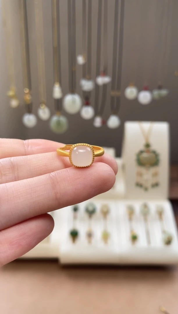 颈饰银S925镶嵌和田玉和田玉戒指