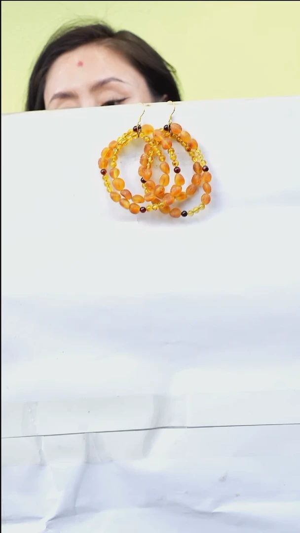 【闪购商品】琥珀耳饰未镶嵌多样性发一