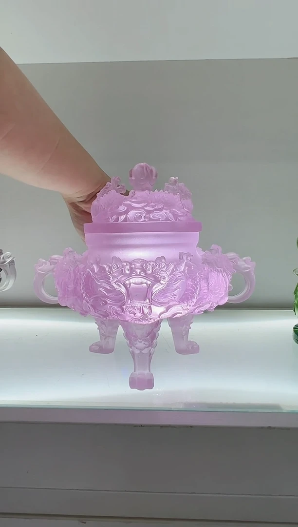 手工艺品琉璃古法琉璃九龙香炉