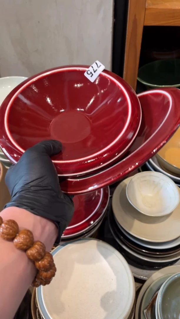 【闪购商品】瓷片775 微瑕郎红厚边盘（3个哦）