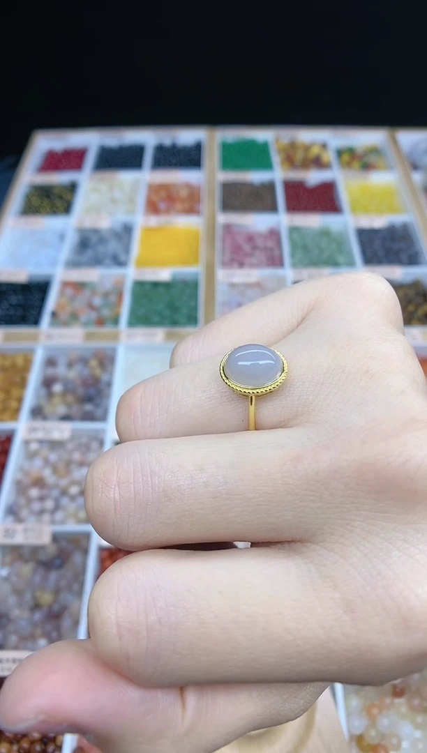 【闪购商品】和田玉戒指银S925镀金镶嵌烟紫戒指