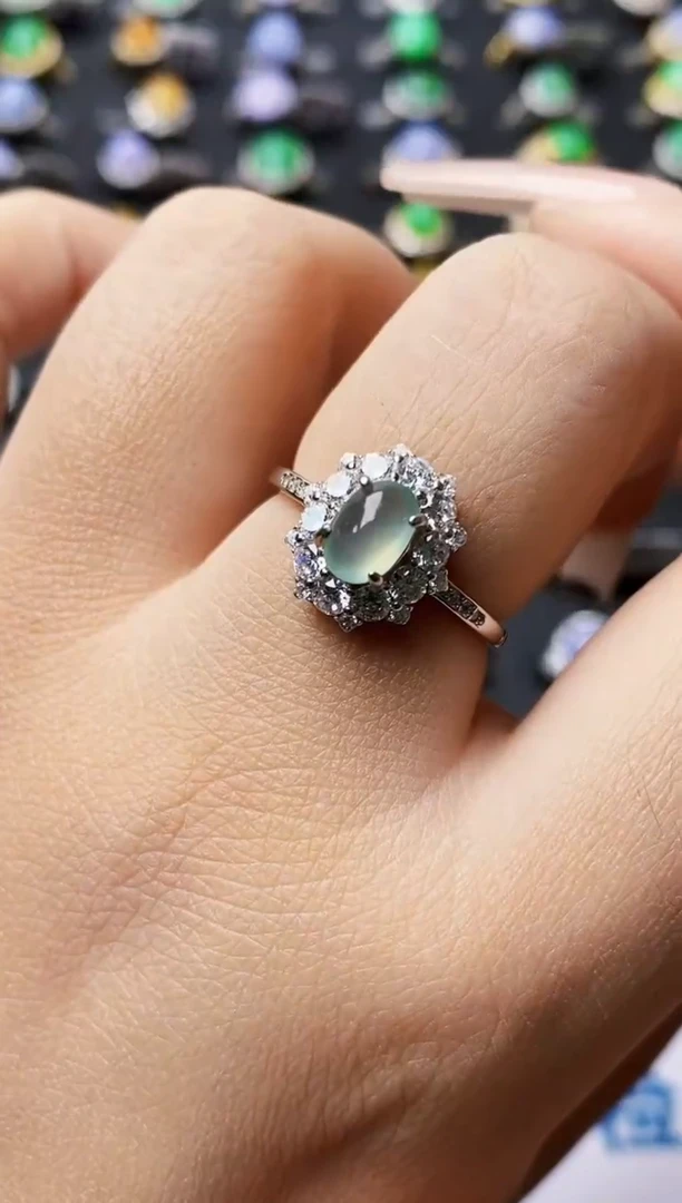 银S925镶嵌戒指翡翠0242