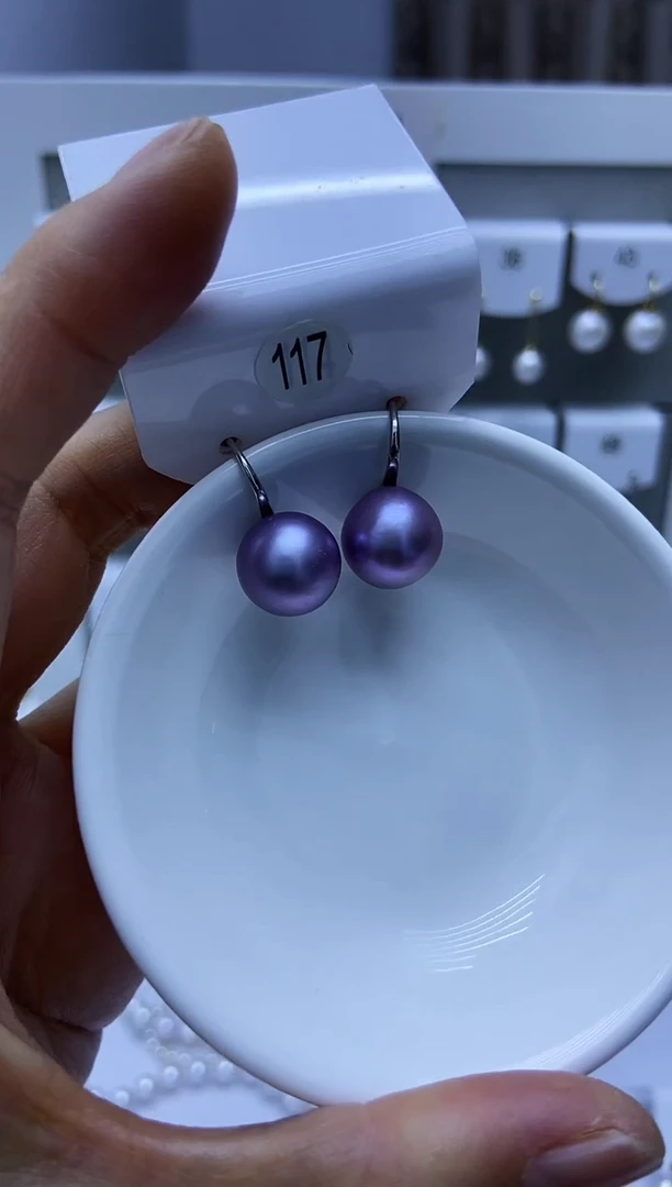 银S925镶嵌耳饰淡水珍珠117