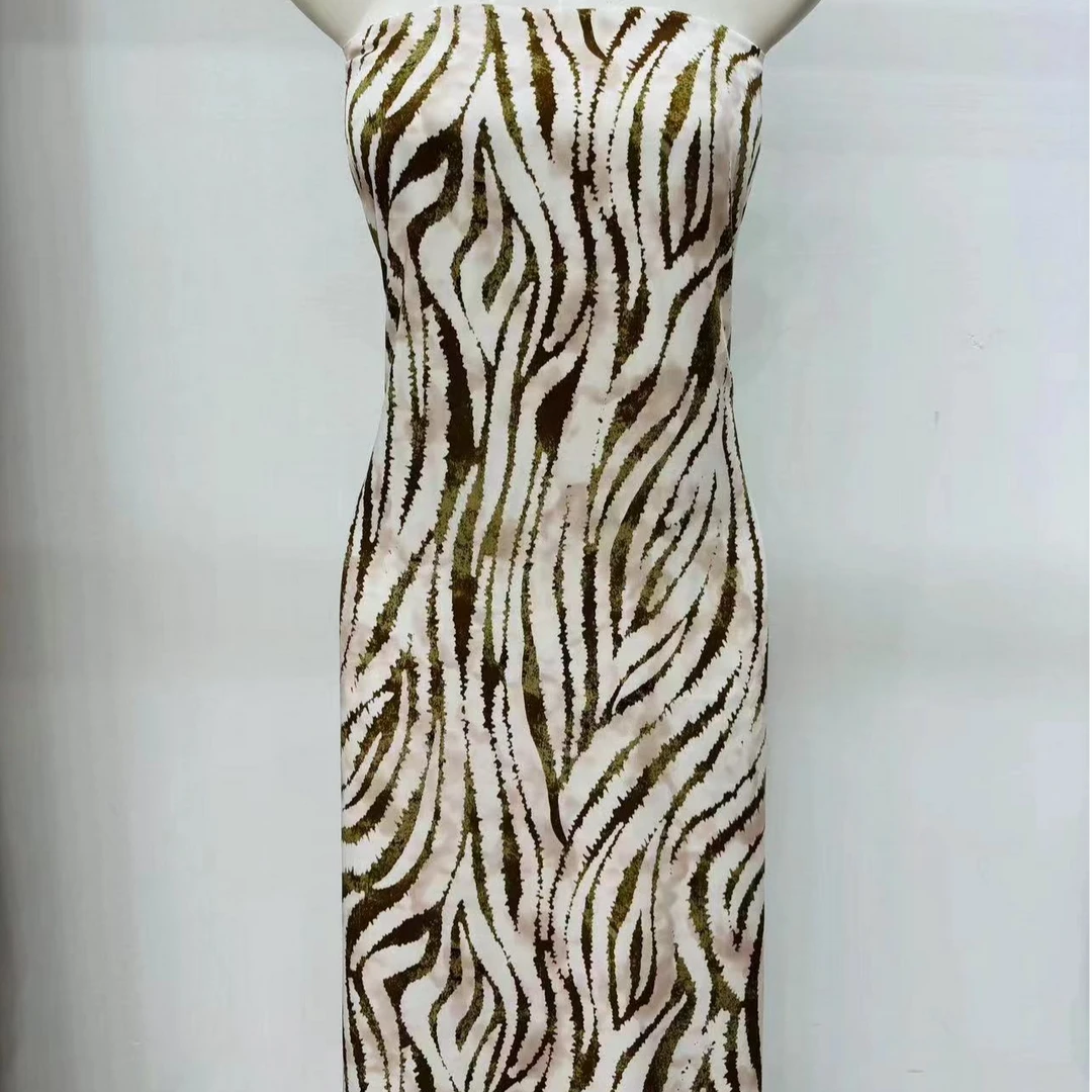 【小石】65支绫罗贡缎棉绸布料水墨斑马纹（不支持7天无理由退换）