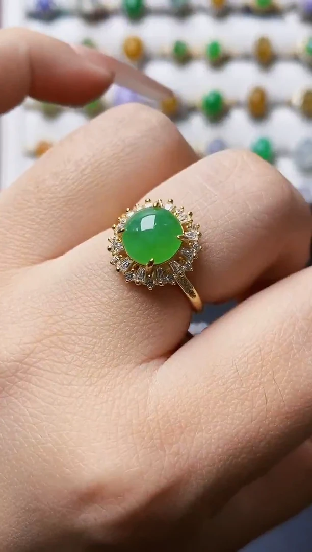 银S925镶嵌戒指翡翠2340