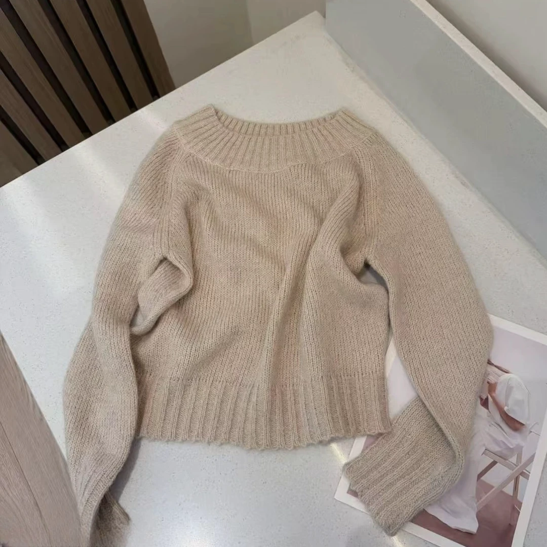 韩版气质小香风亮片混纺毛衣女冬季新款设计师圆领保暖长袖针织衫