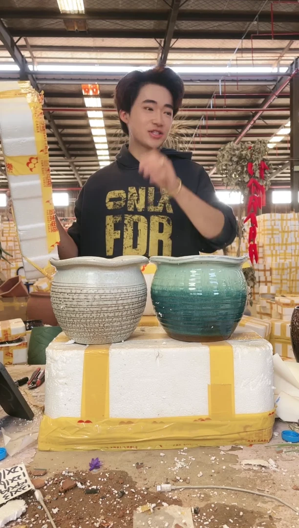 宜兴紫砂粗陶花盆19*16