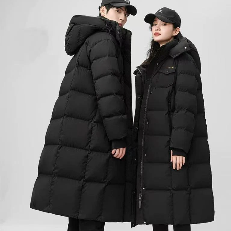 【不露脸老板】【男女同款】【90鹅绒服】长款高充绒量连帽情侣风鹅绒服