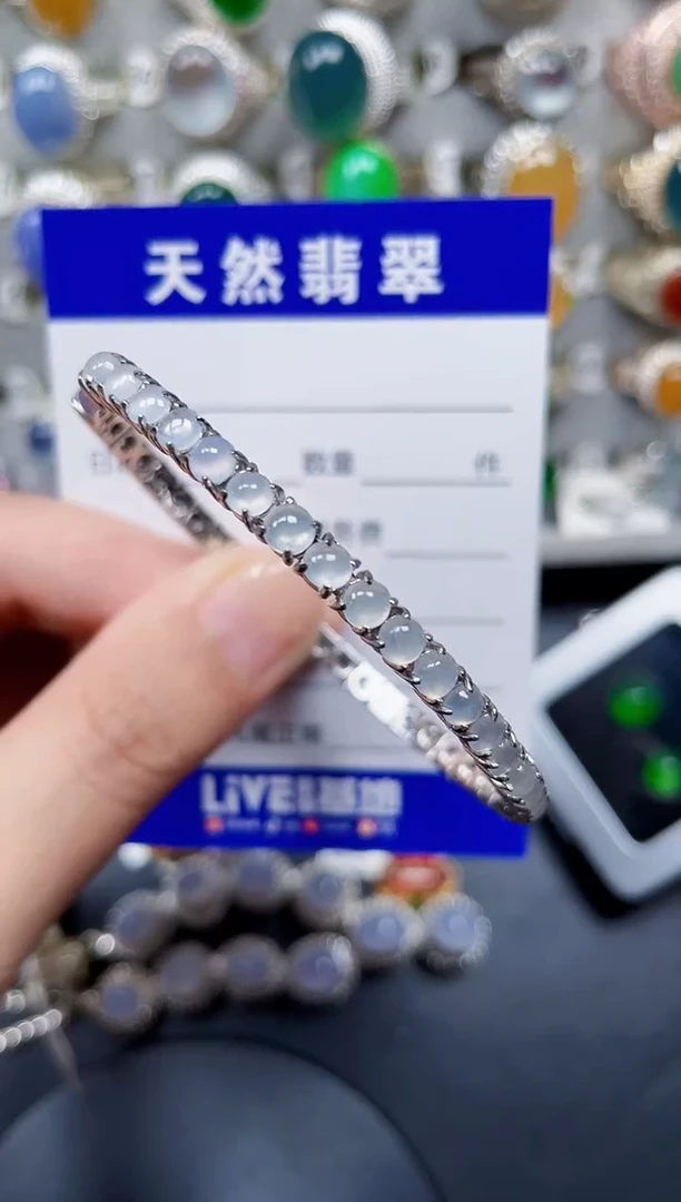 银S925镶嵌手镯翡翠90