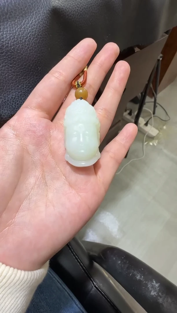 吊坠(赠链)未镶嵌和田玉天泰白玉观音头（产地直发）