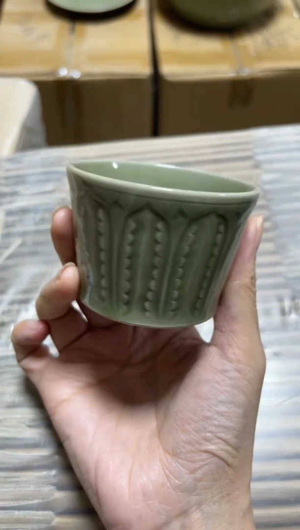 陶瓷徐杰 纯手工主人杯蕉叶纹直口杯