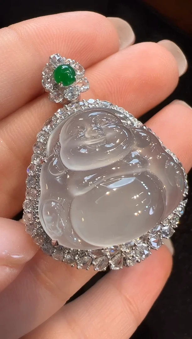 吊坠(不含链)18K金镶嵌翡翠AL6吊坠