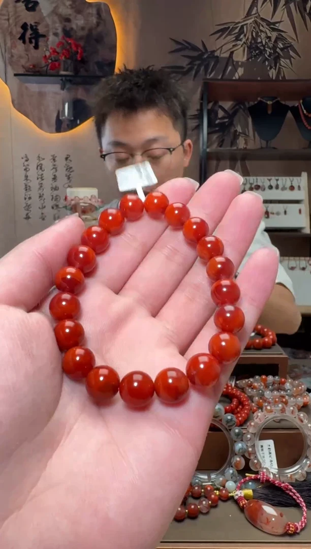 未镶嵌原矿无优化无注胶手串南红玛瑙一条9.5mm+