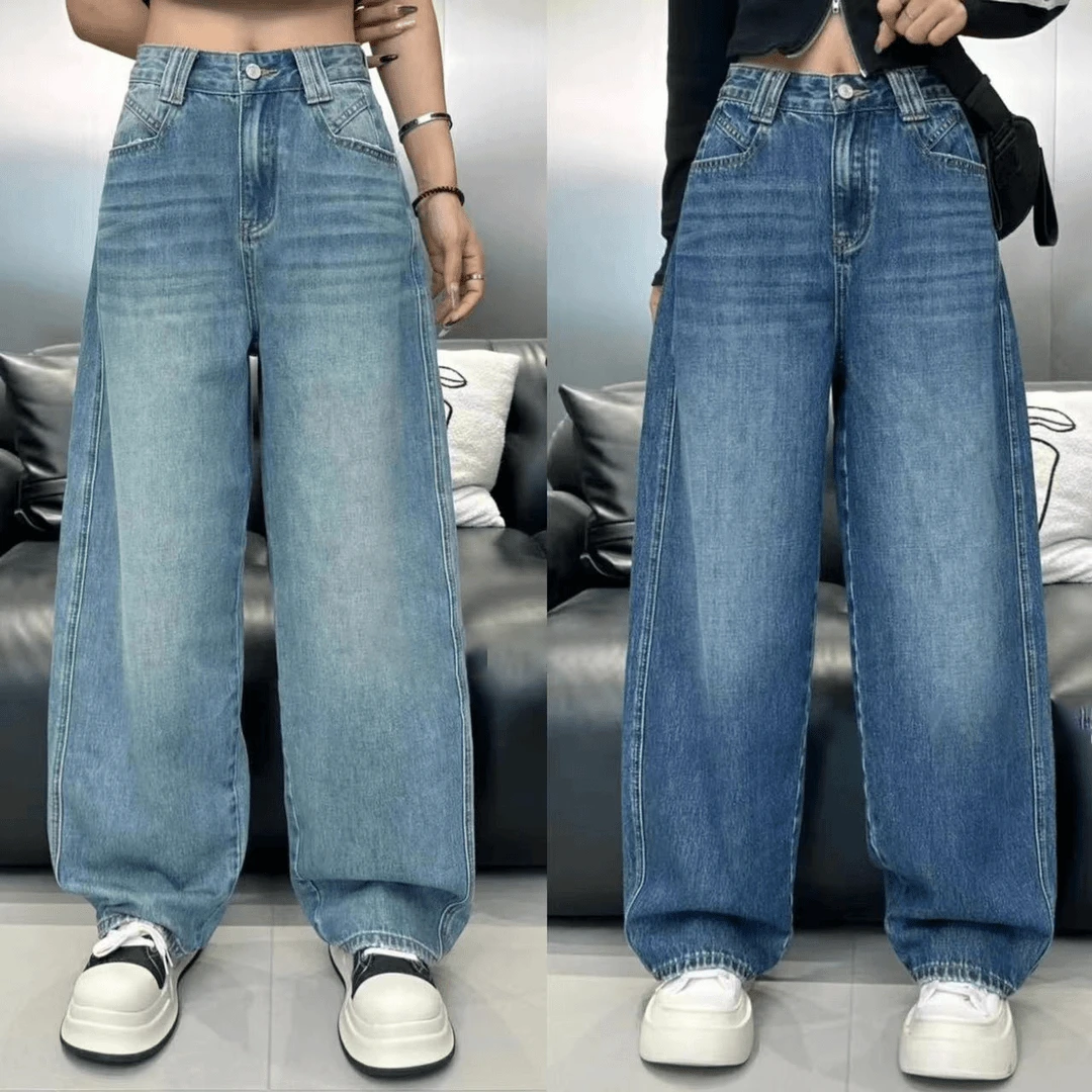 【深浅】美式显瘦水洗百搭牛仔老爹镰刀裤宽松时尚女款新款休闲裤